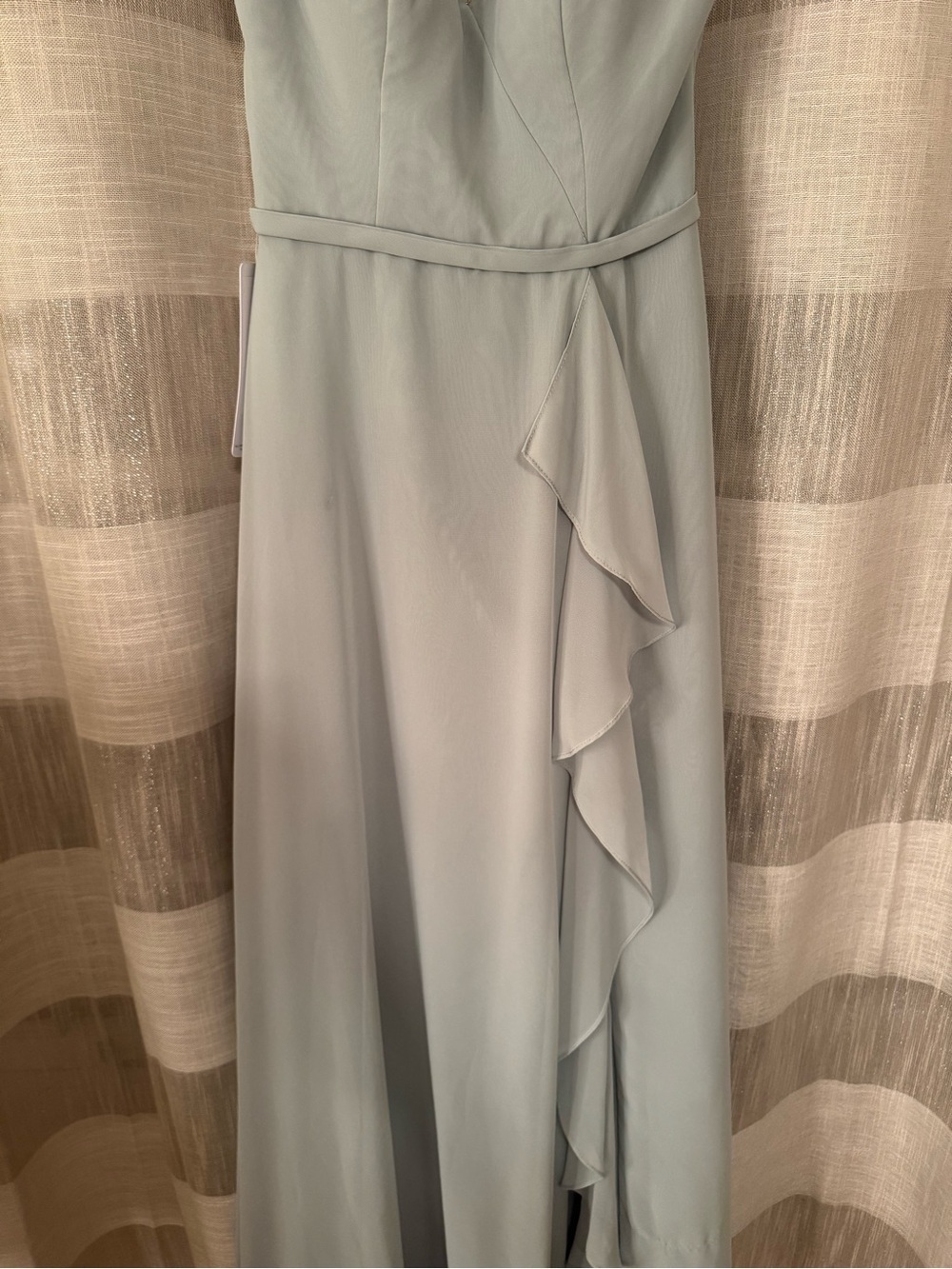 Azazie Pale Green with Light Blue Spaghetti-Strap Prom Dress - Picture 6 of 11
